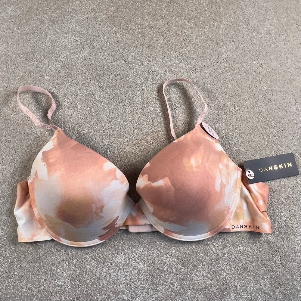 Danskin Bra 38C NWT Peach‎ Tan Marbled Adjustable Soft & Smooth
